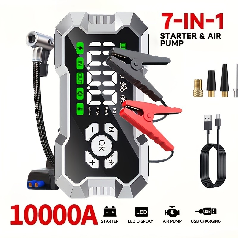 10000A Portable Wireless Car Air Pump Starter Power Supply w