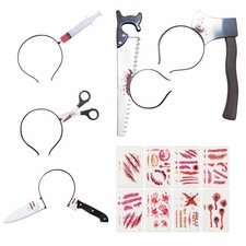 21 PCS Halloween Costumes Accessories Knife Headband Tattoos Set
