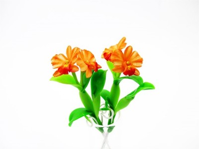 2 Bunch Miniature Orchid Clay Flower Dollhouse Handmade 1:12 Fairy Garden 17132