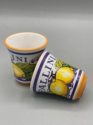 Pallini Limoncello Ceramic Shot Glasses Set of 2 DERUTA ITALY