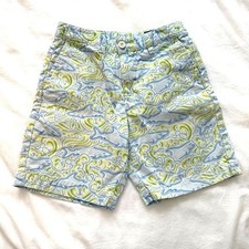 Vineyard Vines Light Blue Lime Green Shark Print Chino Shorts Boys Size 7