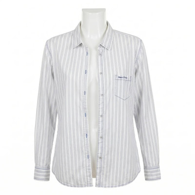 MARC OPOLO Damen Bluse Gr S Blau Weiß Gestreift Hemd Ellenbogen Patches Business