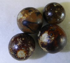  20876m Vintage Group of 4 Larger Clay or Bennington Marbles 1.04 to 1.23 In