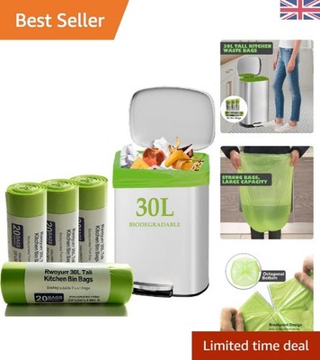 Leak-Proof 30L Compost Bin Liners - 80 Durable Biodegradable Bags for Recycling