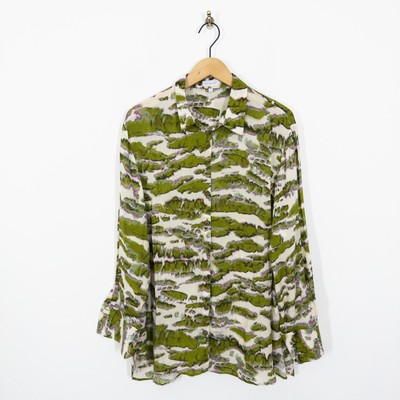 ERFO Be Yourself Green Dye Blouse Size 18 20 EU 48 Longline Shirt