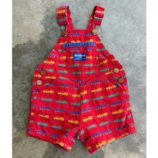 Vintage Oshkosh B’gosh Overalls Shortalls Trains Baby Boy Size 18M USA Made