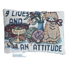 Cat Tapestry Throw Pillow 9 Lives Decor 