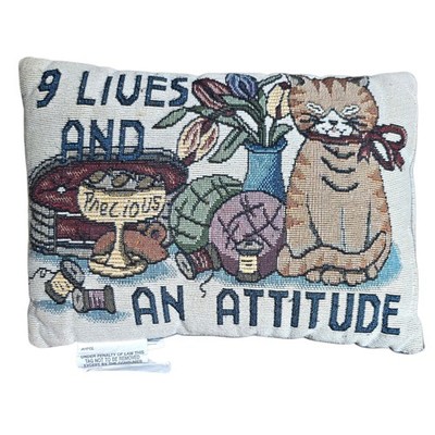 Cat Tapestry Throw Pillow 9 Lives Decor 