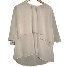 Zara White Pleated Cape Overlay High Low Blouse Top Size S