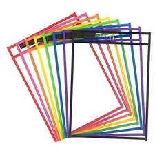 8 Pack Dry Erase Pockets with Rings, 10 x 14 Inch Ticket Holders Colorful