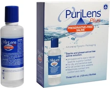 Purilens Plus Preservative-Free Contact Lens Saline 120ml (4 fl. oz.) 12 Pack