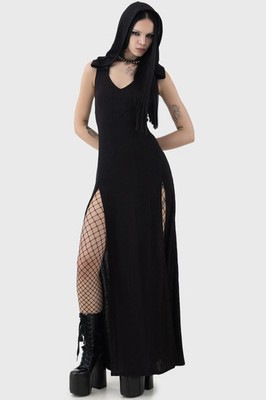 Killstar Hexin Maxi Dress Womens V-Neck Goth Alternative