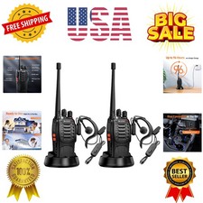 Rechargeable Long Range Two-Way Radios with Earpiece 2 Pack AR-5 Walkie Talki...