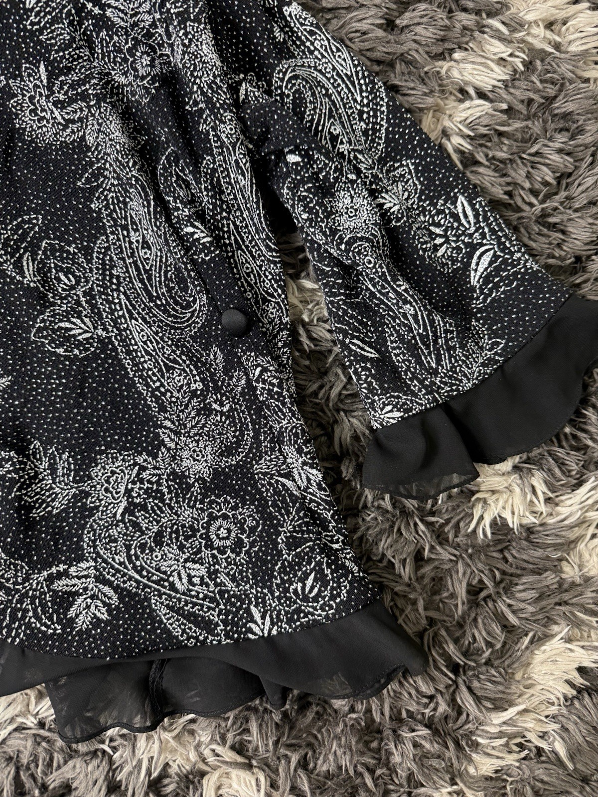 Vintage 90s Alex Evenings Blouse Women’s 3X Paisley Black Silver Top Rare image 4