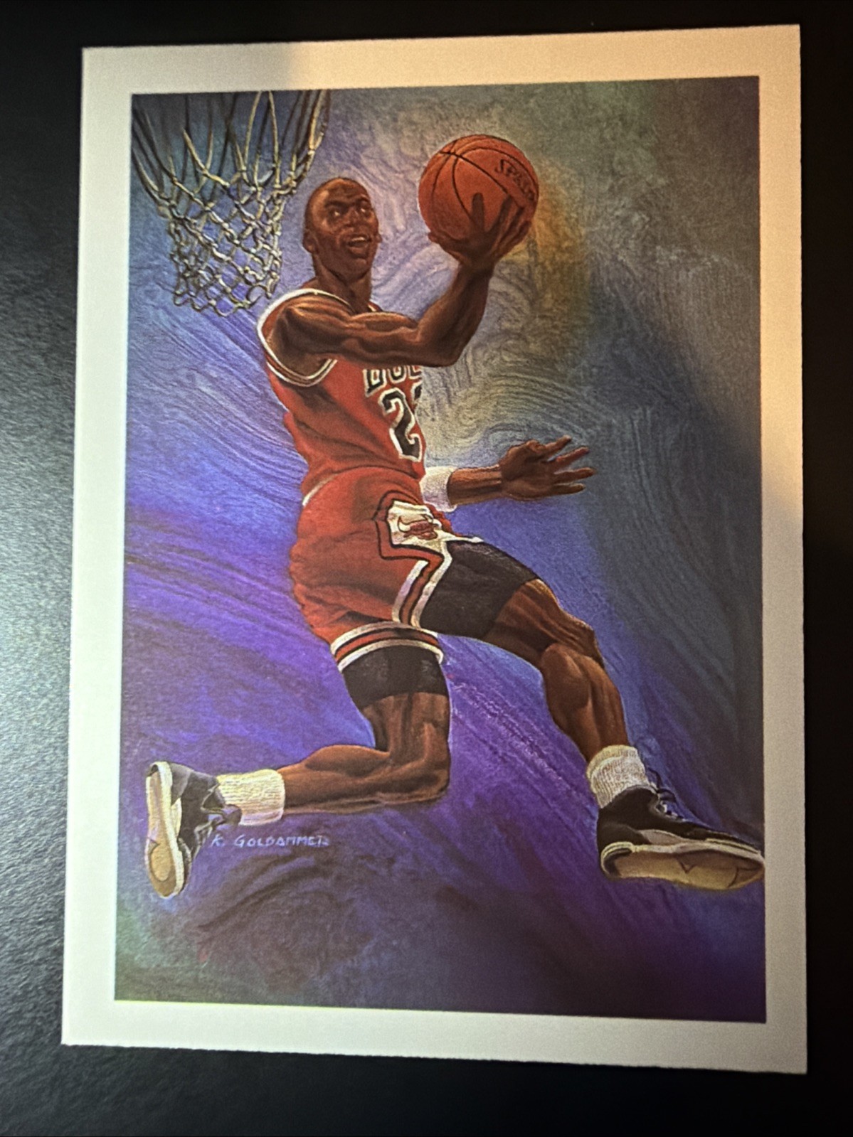 1990-91 NBA Hoops - Art Card Team Checklist Michael Jordan #358