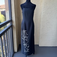 MARELLA Art 365 Sierra Midi Dress Sz 6 Black Event Side Slit Front Print NWT