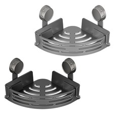 1pc Corner Shower Shelf with Suction Cup   No Drill Bathroom Storage Rack