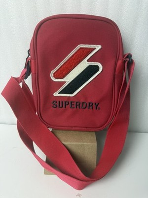 SuperDry Sportsyle Side Bag Red Crossbody Small Messenger Shoulder Strap Zip 9''
