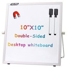 Small Desktop Dry Erase Board/Portable Whiteboard Easel 10 x 10 Inches with 2...