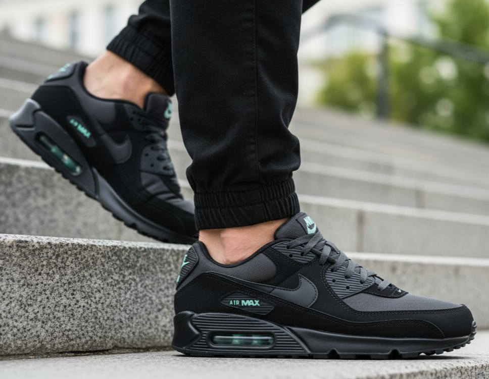 NIKE AIR MAX 90 ブラック　スニーカー New NIKE Air Max 90 Men's Athletic Sneakers shoes black aqua all