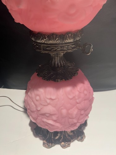 Fenton "Poppy" PINK COLOR Custard Glass GWTW Lamp GREAT Condition - Picture 10 of 10