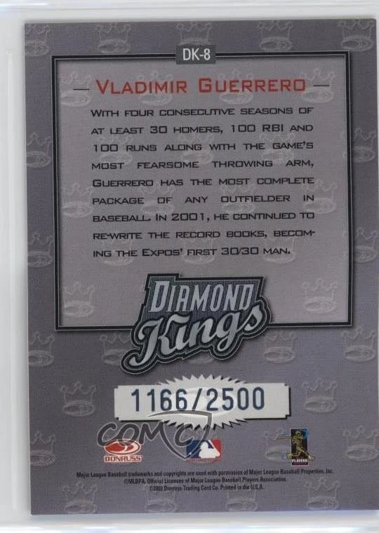 2002 Donruss Diamond Kings Inserts /2500 Vladimir Guerrero #DK-8 HOF - Image 2 of 2