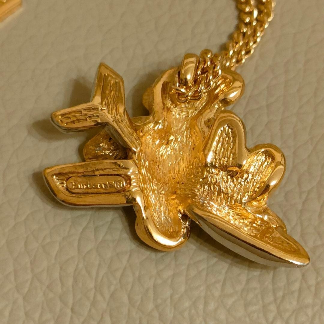 Burberrys JAL 50th Anniversary Teddy Bear Plane Necklace Gold Nova Check 54cm thumbnail 6