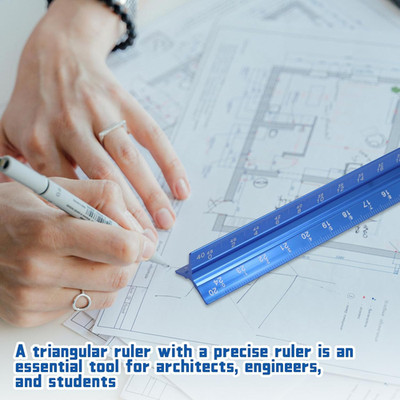 3 Pack Architectural and Engineer Scale Ruler Set, 12 Inch Aluminum Triangula...