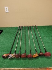 Lot of 8 Vintage Wooden Golf Clubs Assorted W...