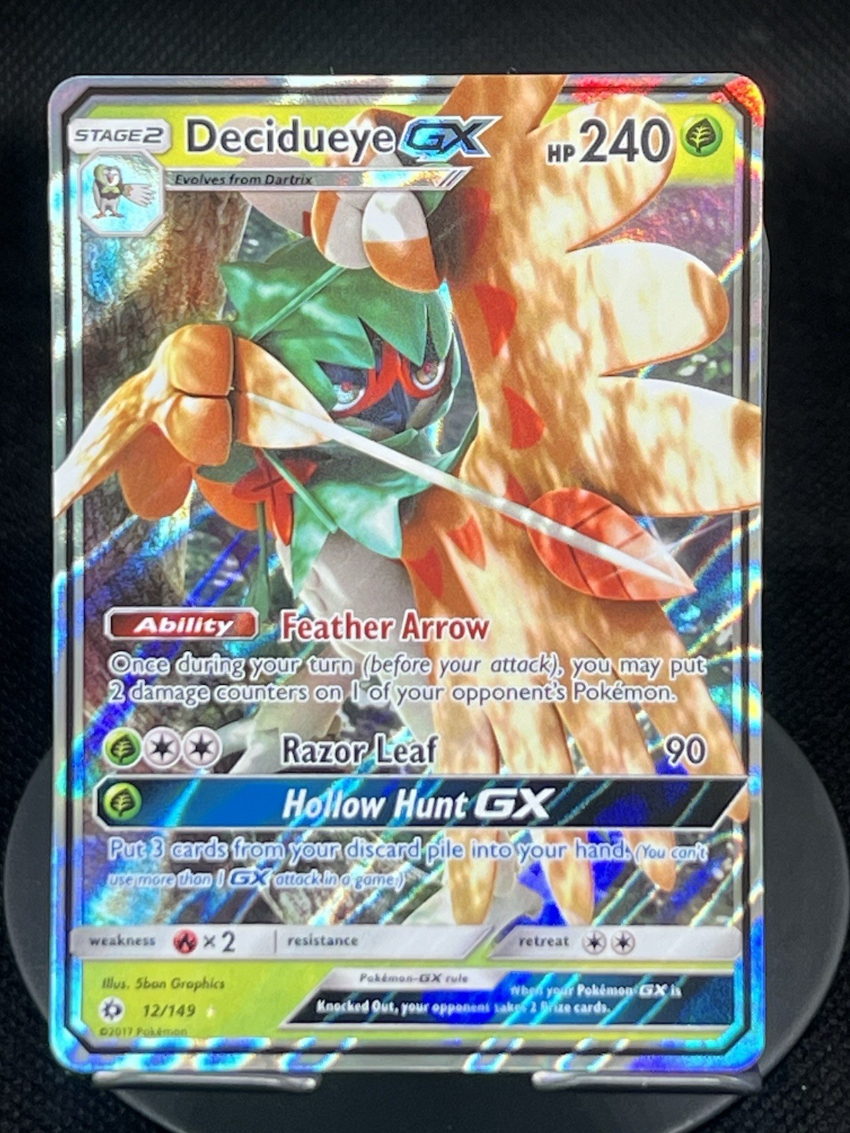 Pokemon TCG Decidueye GX 12/149 Sun & Moon Base Ultra Rare NM