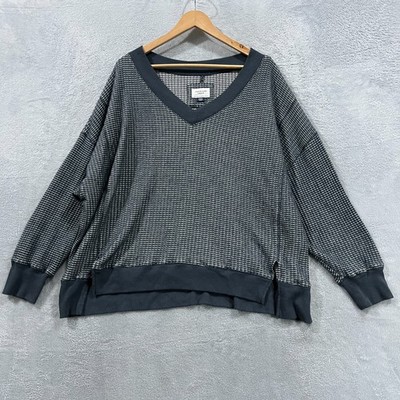 American Eagle Outfitters Waffle Knit V-Neck Long Sleeve Oversized Medium Boho
