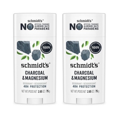 Schmidt's Aluminum-Free Vegan Deodorant Charcoal & Magnesium with 48 Hour Odo...