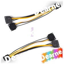 2X Dual 15Pin SATA Male to PCIe 8Pin GPU Video Graphics Card Power Adapter Cable