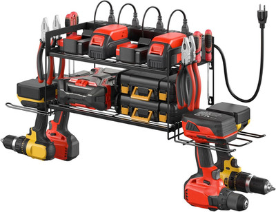 CCCEI Garage Tools Storage with Charging Station. Power Tool Battery Organizer U
