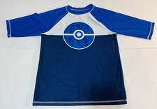  POKEMON Swim Wear Rash Guard Poke-Ball Logo SS T-Shirt Boys Sz 14/16 Tee