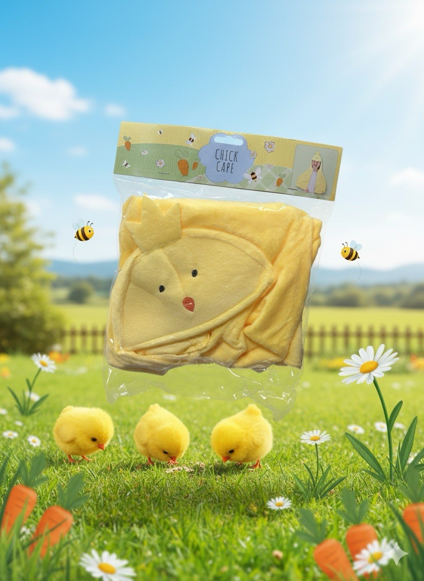 Lindo Disfraz de Capa de Pollito Amarillo para Niños Pequeños/Niños - Peluche Pascua Vestir - Nuevo