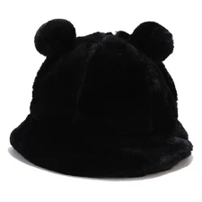 Winter Warm Faux Fur Bucket Hat Fluffy Fuzzy Pom Pom Hat for Women Men US, Al...
