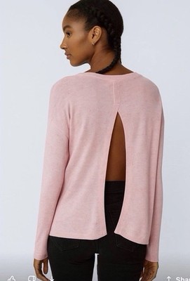 H&M Womens Bubble Gum Pink Speckle Sweater Knit Top 12 NWT Split Back Valentines