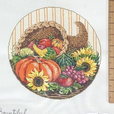 Sandra Gilmore once blue moon HP Needlepoint Canvas Bountiful Fall Autumn 18ct