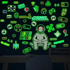Glow In The Dark Game Wall Decal Video Game Controller Wall Decor for Boys Room