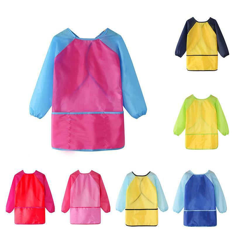 Art Smock Painting Apron Colorful Waterproof Artist Smock Artist Painting Aprons With Long Sleeve Pink Yellow Flower, 2 Pack