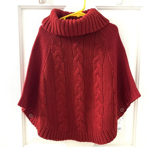 Carter’s Girls Red Cable Knit Poncho Sweater Cotton blend Size 6 New w/t - Picture 2 of 6