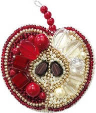 Beaded Jewelry Craft Kit Red apple Brooch Bead Embroidery Set Needlepoint