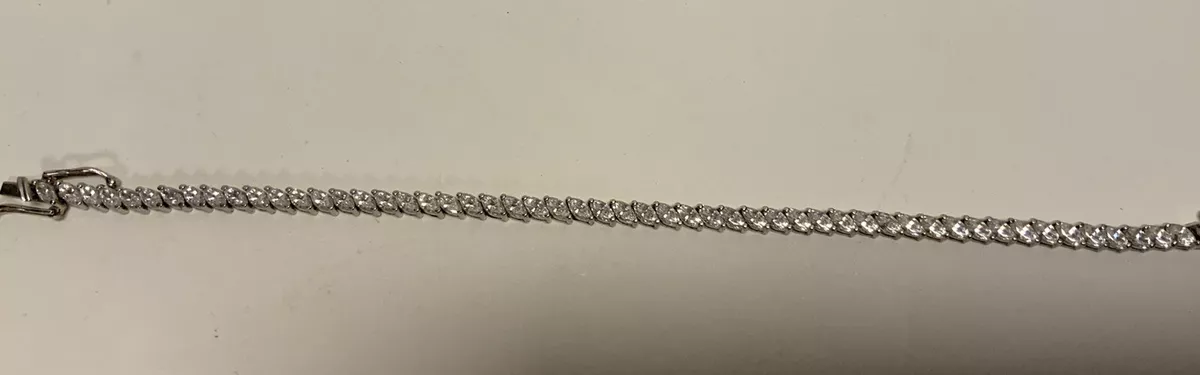 Vintage Sterling Silver 926 Bracelet W Rhinestones 8 Long Korea