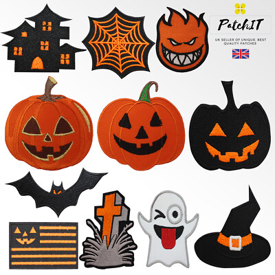 Halloween Logo Patch zum Aufbügeln/Aufnähen, bestickte Stoffflicken, Abzeichen