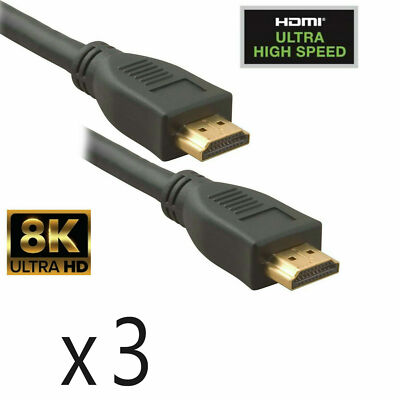 3 Pack 10ft Ultra High Speed HDMI 2.1 Cable with Ethernet 4K 8K HDR Dolby Vision