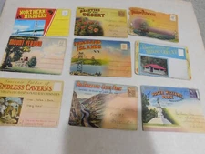 9 POSTCARD FOLDERS ~mid century and earlier mostly from east USA, multifold