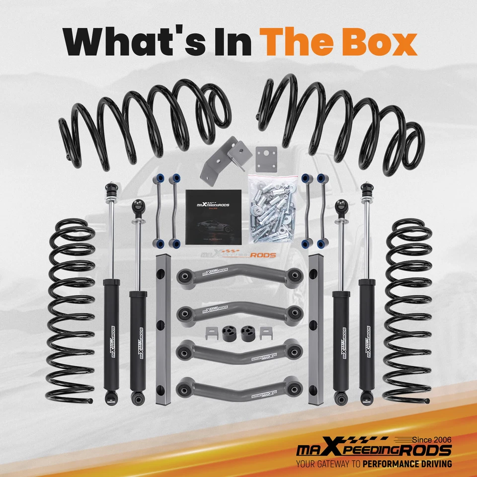 Kit de elevación de 4" con amortiguadores para Jeep Wrangler TJ 4x4 2003 2004 2005 2006 Foto 2 de 4