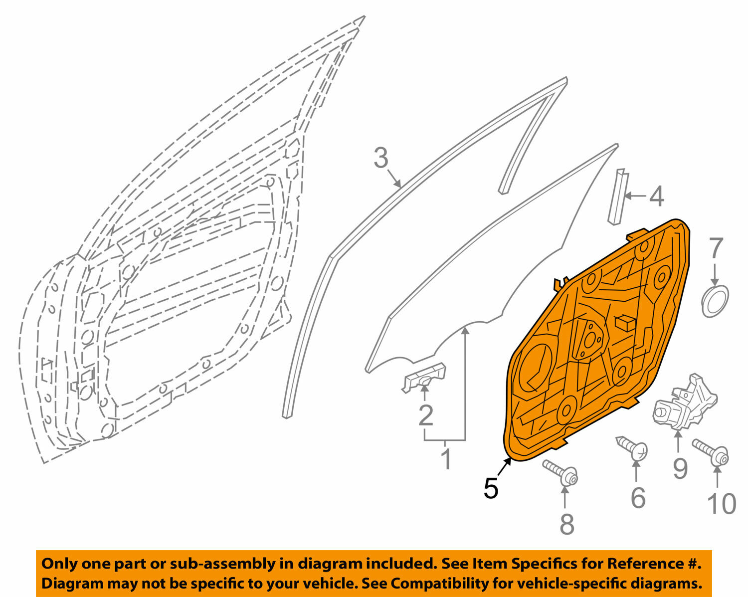 Genuine Window Regulator Elantra Sedan 2017 to 2020 Rear Door Right Side NEW OEM