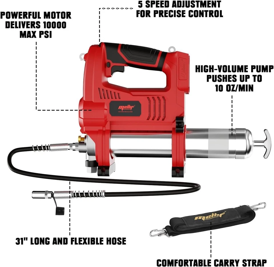 Pistola de engrase eléctrica compatible con batería Milwaukee 18V (solo herramienta), 10.000 psi, Foto 4 de 4